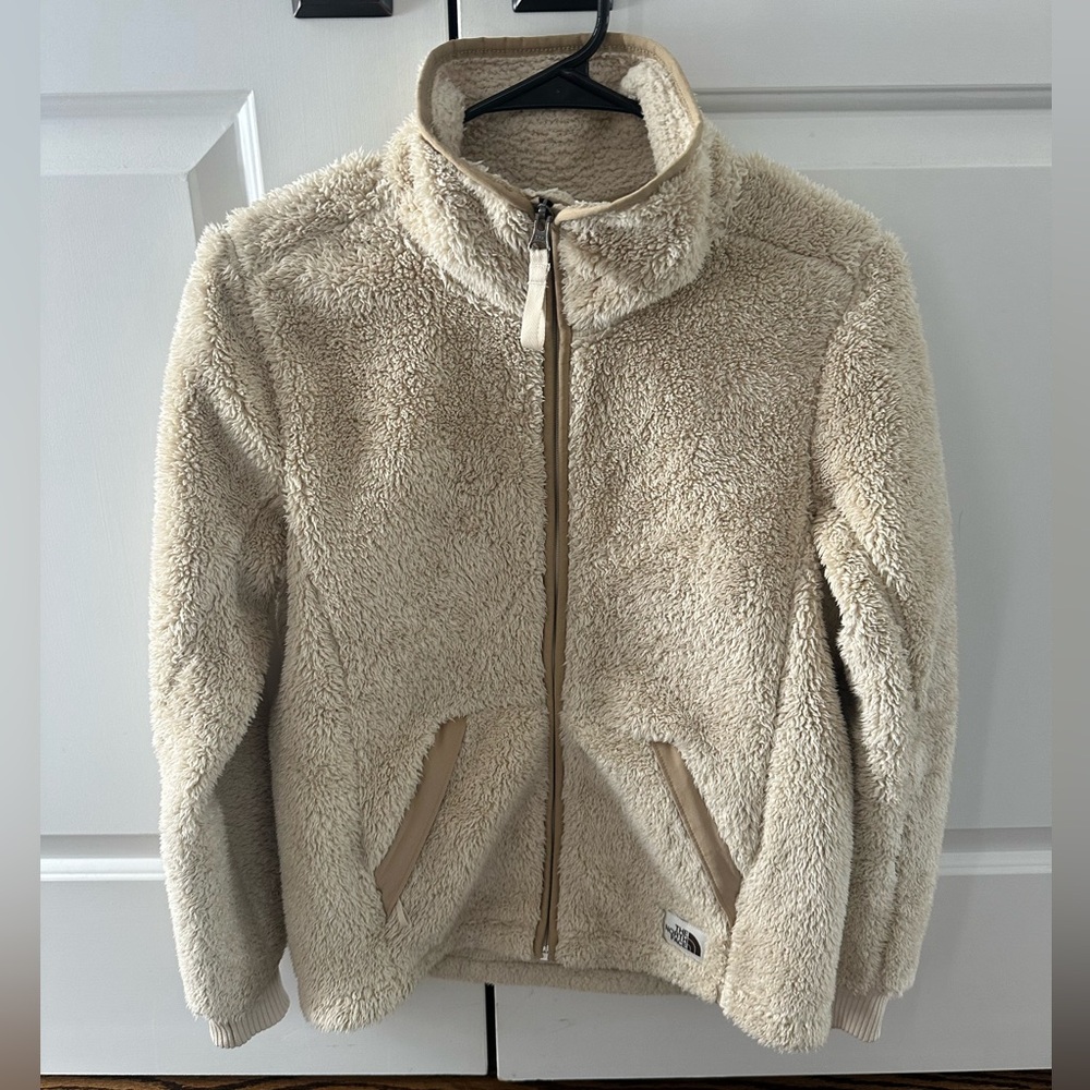 The North Face Tan Sherpa Fleece Jacket Women’s XS – Cozy Full Zip